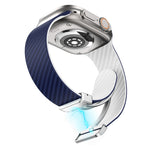 سوار ساعة بحلقة فضية مغناطيسية من ألياف الكربون، لـ Apple Watch مقاس 42مم، لـ Apple Watch مقاس 38مم