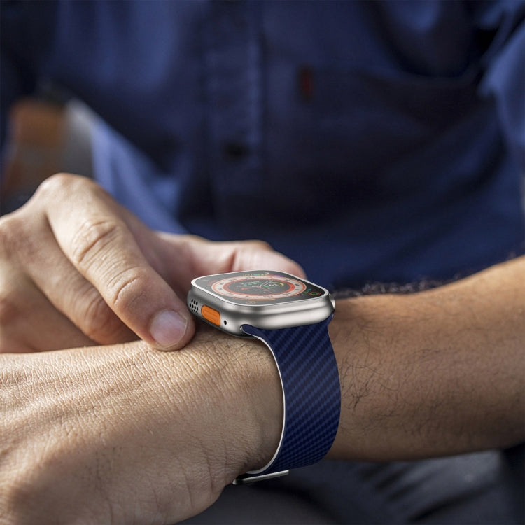 سوار ساعة بحلقة فضية مغناطيسية من ألياف الكربون، لـ Apple Watch مقاس 42مم، لـ Apple Watch مقاس 38مم