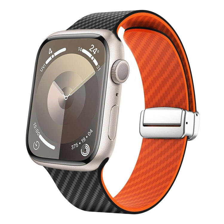 سوار ساعة بحلقة فضية مغناطيسية من ألياف الكربون، لـ Apple Watch مقاس 42مم، لـ Apple Watch مقاس 38مم