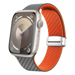 سوار ساعة بحلقة فضية مغناطيسية من ألياف الكربون، لـ Apple Watch مقاس 42مم، لـ Apple Watch مقاس 38مم