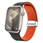 سوار ساعة بحلقة فضية مغناطيسية من ألياف الكربون، لـ Apple Watch مقاس 42مم، لـ Apple Watch مقاس 38مم
