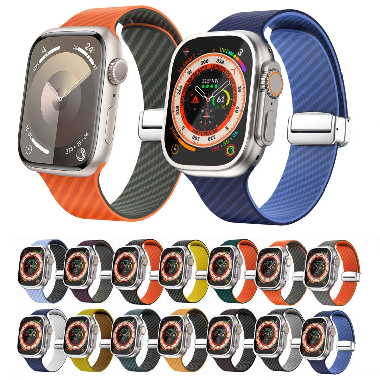 سوار ساعة بحلقة فضية مغناطيسية من ألياف الكربون، لـ Apple Watch مقاس 42مم، لـ Apple Watch مقاس 38مم