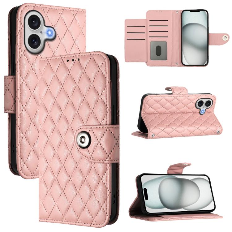 غطاء هاتف جلدي قابل للطي بنقشة ماسية مع حبل، لجهاز iPhone 17 Pro Max، لجهاز iPhone 17 Pro، لجهاز iPhone 17، لجهاز iPhone Air، لجهاز iPhone SE 2024، لجهاز iPhone 16 Pro Max، لجهاز iPhone 16 Pro، لجهاز iPhone 16 Plus