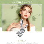 إكسسوارات قلائد DIY من الفضة النقية S925 على شكل كمان مزين بالزركون