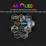 ساعة ذكية LEMFO AK59 بشاشة دائرية AMOLED 1.43 بوصة، سوار سيليكون