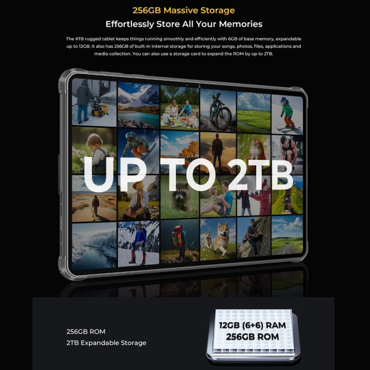 جهاز لوحي متين OUKITEL RT8 بشبكة 4G، مقاوم للماء والغبار IP68/IP69K، شاشة 11 بوصة، أندرويد 13، معالج MediaTek Helio G99 رباعي النواة، يدعم شريحتي اتصال، قابس الاتحاد الأوروبي، RT8 6GB+256GB