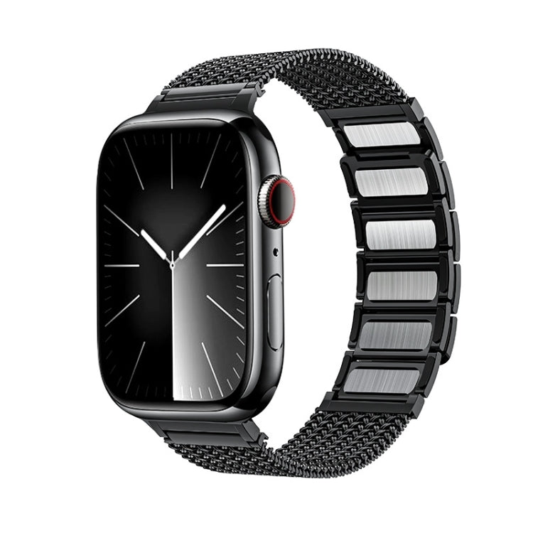 سوار ساعة من الفولاذ المقاوم للصدأ بسلسلة مضفرة مع إبزيم مغناطيسي، لساعات Apple Watch SE 2023 44mm، Apple Watch SE 2023 40mm، Apple Watch Ultra 2 49mm، Apple Watch Series 9 45mm، Apple Watch Series 9 41mm، Apple Watch Ultra 49mm