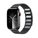 سوار ساعة من الفولاذ المقاوم للصدأ بسلسلة مضفرة مع إبزيم مغناطيسي، لساعات Apple Watch SE 2023 44mm، Apple Watch SE 2023 40mm، Apple Watch Ultra 2 49mm، Apple Watch Series 9 45mm، Apple Watch Series 9 41mm، Apple Watch Ultra 49mm
