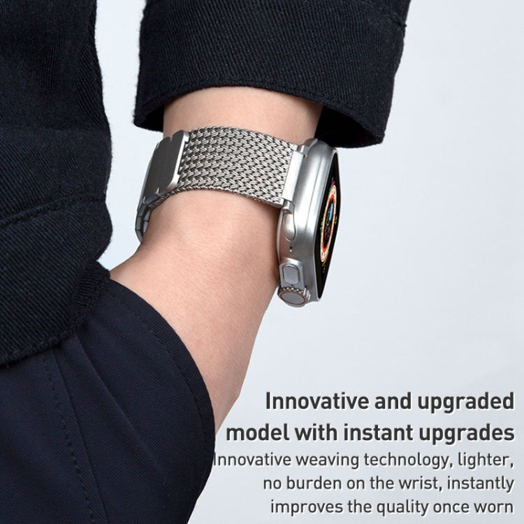 سوار ساعة من الفولاذ المقاوم للصدأ بسلسلة مضفرة مع إبزيم مغناطيسي، لساعات Apple Watch SE 40mm، Apple Watch SE 44mm، Apple Watch Series 6 40mm، Apple Watch Series 6 44mm، Apple Watch Series 5 44mm، Apple Watch Series 5 40mm