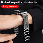 سوار ساعة من الفولاذ المقاوم للصدأ بسلسلة مضفرة مع إبزيم مغناطيسي، لساعات Apple Watch SE 40mm، Apple Watch SE 44mm، Apple Watch Series 6 40mm، Apple Watch Series 6 44mm، Apple Watch Series 5 44mm، Apple Watch Series 5 40mm