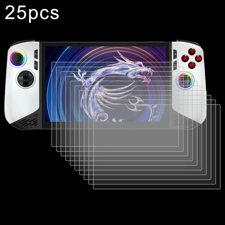 25 قطعة من فيلم زجاجي مقسّى مقاوم للانفجار 9H بسماكة 0.3 مم، لجهاز MSI Claw 8 AI+، لجهاز ألعاب MSI Claw بحجم 7 بوصات