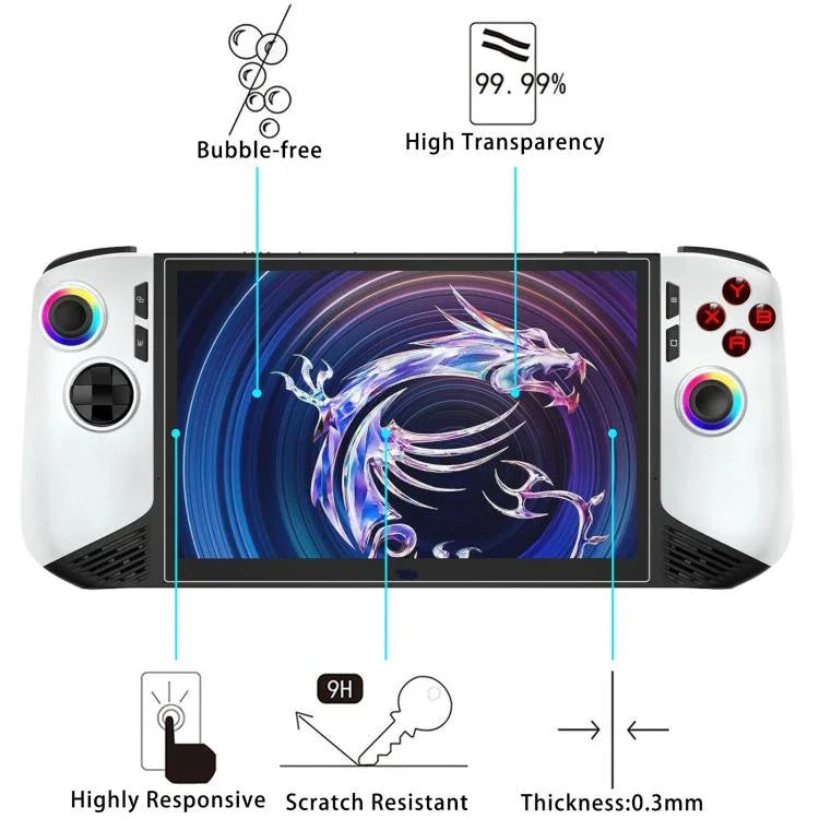 25pcs 9H 0.3mm Explosion-proof Tempered Glass Film, For MSI Claw 8 AI+, For MSI Claw 7 inch Game Console