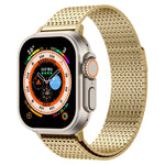 سوار ساعة ميلانيزي بحلقة مع إبزيم مغناطيسي من الفولاذ المقاوم للصدأ، لساعات Apple Watch SE 2023 44mm، Apple Watch SE 2023 40mm، Apple Watch Ultra 2 49mm، Apple Watch Series 9 45mm، Apple Watch Series 9 41mm، Apple Watch Ultra 49mm