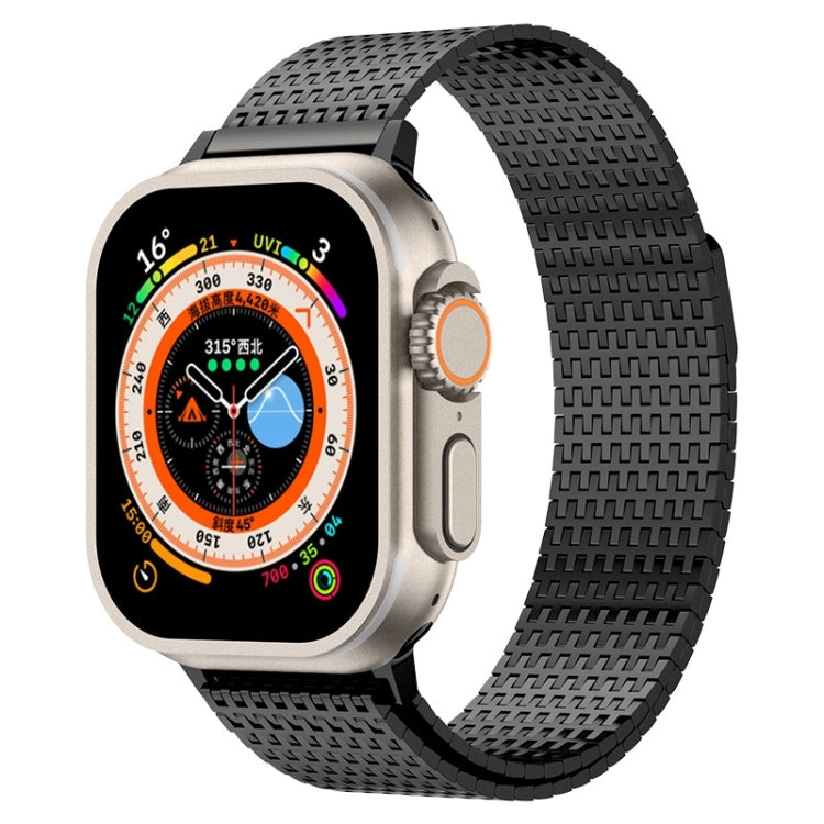 سوار ساعة ميلانيزي بحلقة مع إبزيم مغناطيسي من الفولاذ المقاوم للصدأ، لساعات Apple Watch SE 2023 44mm، Apple Watch SE 2023 40mm، Apple Watch Ultra 2 49mm، Apple Watch Series 9 45mm، Apple Watch Series 9 41mm، Apple Watch Ultra 49mm