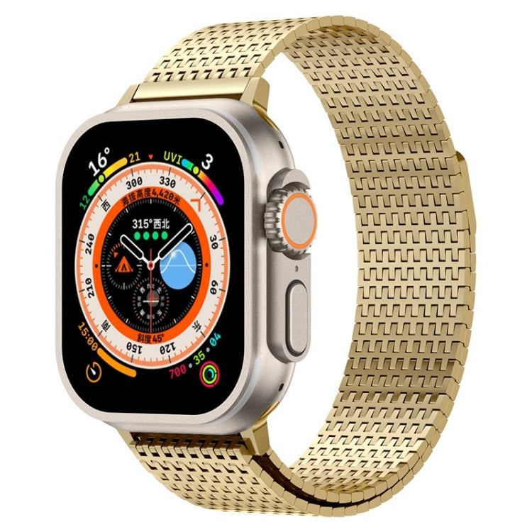 سوار ساعة ميلانيزي بحلقة مع إبزيم مغناطيسي من الفولاذ المقاوم للصدأ، لساعات Apple Watch SE 2023 44mm، Apple Watch SE 2023 40mm، Apple Watch Ultra 2 49mm، Apple Watch Series 9 45mm، Apple Watch Series 9 41mm، Apple Watch Ultra 49mm