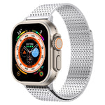 سوار ساعة ميلانيزي بحلقة مع إبزيم مغناطيسي من الفولاذ المقاوم للصدأ، لساعات Apple Watch SE 2023 44mm، Apple Watch SE 2023 40mm، Apple Watch Ultra 2 49mm، Apple Watch Series 9 45mm، Apple Watch Series 9 41mm، Apple Watch Ultra 49mm