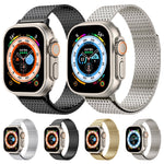 سوار ساعة ميلانيزي بحلقة مع إبزيم مغناطيسي من الفولاذ المقاوم للصدأ، لساعات Apple Watch SE 2023 44mm، Apple Watch SE 2023 40mm، Apple Watch Ultra 2 49mm، Apple Watch Series 9 45mm، Apple Watch Series 9 41mm، Apple Watch Ultra 49mm