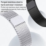 سوار ساعة ميلانيزي بحلقة مع إبزيم مغناطيسي من الفولاذ المقاوم للصدأ، لساعات Apple Watch SE 2023 44mm، Apple Watch SE 2023 40mm، Apple Watch Ultra 2 49mm، Apple Watch Series 9 45mm، Apple Watch Series 9 41mm، Apple Watch Ultra 49mm