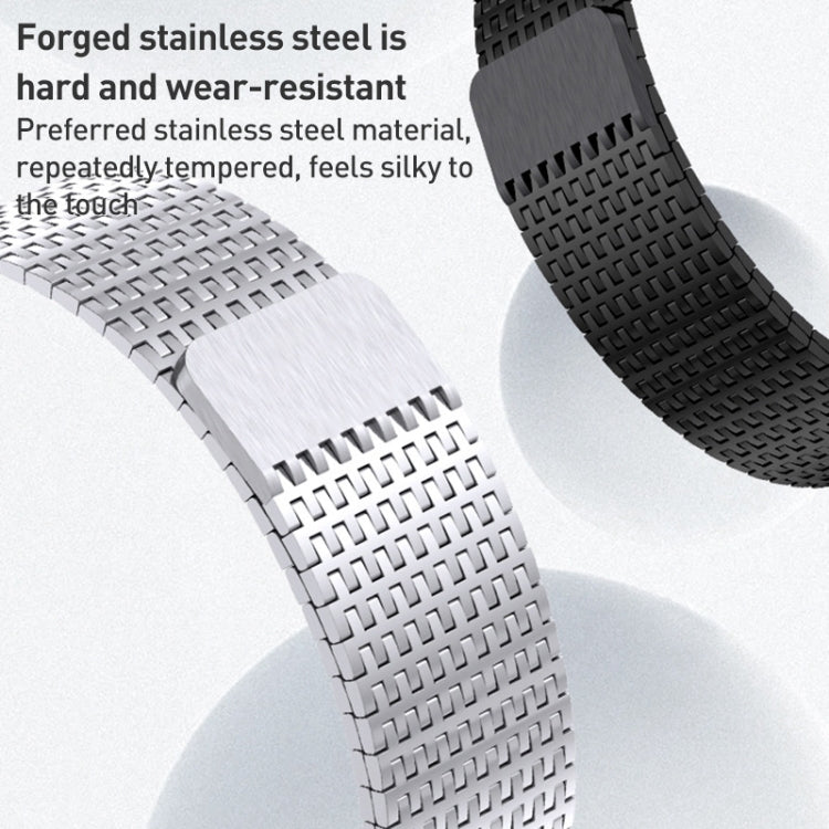 سوار ساعة ميلانيزي بحلقة مع إبزيم مغناطيسي من الفولاذ المقاوم للصدأ، لساعات Apple Watch SE 2023 44mm، Apple Watch SE 2023 40mm، Apple Watch Ultra 2 49mm، Apple Watch Series 9 45mm، Apple Watch Series 9 41mm، Apple Watch Ultra 49mm
