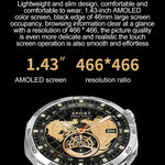 ساعة ذكية LEMFO HK4 بشاشة دائرية AMOLED 1.43 بوصة، تدعم مكالمات بلوتوث