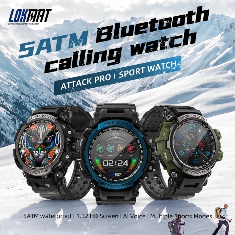 ساعة رياضية ذكية LOKMAT ATTACK Pro بشاشة 1.39 بوصة BT5.1، تدعم مكالمات بلوتوث / النوم / معدل ضربات القلب / مراقبة ضغط الدم