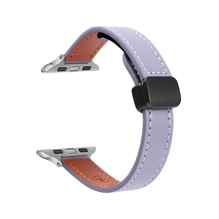 Slim Magnetic Buckle Genuine Leather Watch Band, For Apple Watch Series 5 44mm