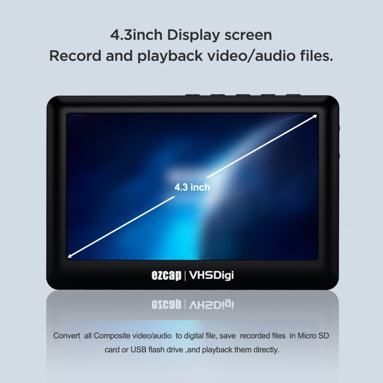 صندوق تسجيل فيديو Ezcap 180 VHSDigi بشاشة 4.3 بوصة، Ezcap 180