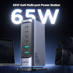 شاحن متعدد المنافذ JOYROOM JR-TCM02 6 في 1 بقوة 65 واط GaN مع 4 منافذ USB-C و2 USB-A، قابس أوروبي، قابس بريطاني