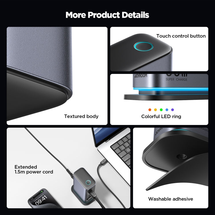 شاحن متعدد المنافذ JOYROOM JR-TCM02 6 في 1 بقوة 65 واط GaN مع 4 منافذ USB-C و2 USB-A، قابس أوروبي، قابس بريطاني