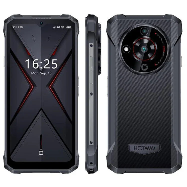 HOTWAV T7 هاتف متين، بطارية 6280mAh، شاشة 6.52 بوصة أندرويد 13 معالج MT8788 ثماني النواة، الشبكة: 4G، OTG، 4GB+128GB