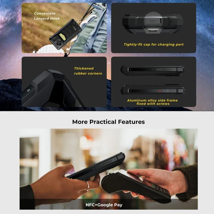 HOTWAV W11 هاتف متين، رؤية ليلية، بطارية 20800mAh، شاشة 6.6 بوصة أندرويد 13 معالج MT8788 ثماني النواة، الشبكة: 4G، OTG، تسجيل المكالمات، 6GB+256GB