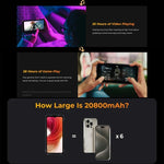 HOTWAV W11 هاتف متين، رؤية ليلية، بطارية 20800mAh، شاشة 6.6 بوصة أندرويد 13 معالج MT8788 ثماني النواة، الشبكة: 4G، OTG، تسجيل المكالمات، 6GB+256GB