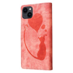 غطاء هاتف من الجلد بنقشة قلم وقلب وقطة بارزة، لهواتف iPhone 14 Plus، iPhone 14، iPhone 14 Pro، iPhone 14 Pro Max، iPhone 7 / 8 / SE 2022، iPhone 13 Pro Max، iPhone 13 Pro، iPhone 13