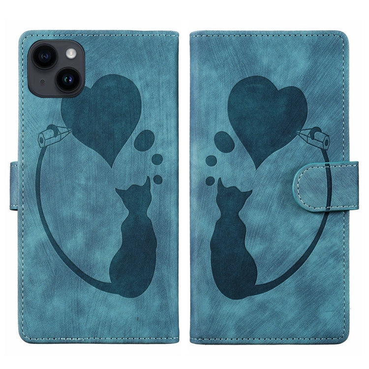 غطاء هاتف من الجلد بنقشة قلم وقلب وقطة بارزة، لهواتف iPhone 14 Plus، iPhone 14، iPhone 14 Pro، iPhone 14 Pro Max، iPhone 7 / 8 / SE 2022، iPhone 13 Pro Max، iPhone 13 Pro، iPhone 13