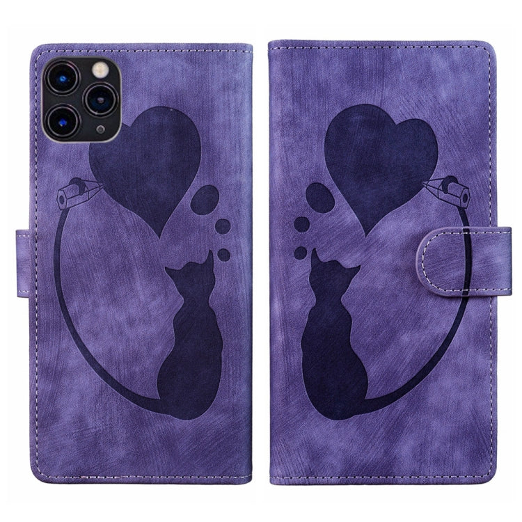 غطاء هاتف من الجلد بنقش قلب وقطة، لأجهزة iPhone 13 mini، iPhone 12، iPhone 12 Pro Max، iPhone 12 Pro، iPhone 12 mini، iPhone 11 Pro Max، iPhone 11، iPhone 11 Pro