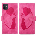 غطاء هاتف من الجلد بنقش قلب وقطة، لأجهزة iPhone 13 mini، iPhone 12، iPhone 12 Pro Max، iPhone 12 Pro، iPhone 12 mini، iPhone 11 Pro Max، iPhone 11، iPhone 11 Pro