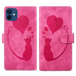 غطاء هاتف من الجلد بنقش قلب وقطة، لأجهزة iPhone 13 mini، iPhone 12، iPhone 12 Pro Max، iPhone 12 Pro، iPhone 12 mini، iPhone 11 Pro Max، iPhone 11، iPhone 11 Pro
