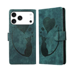 غطاء هاتف من الجلد بنقشة قلم وقلب وقطة بارزة، لهواتف iPhone 17 Pro Max، iPhone 17 Pro، iPhone 17، iPhone Air، iPhone 15 Pro Max، iPhone 15 Pro، iPhone 15 Plus، iPhone 15
