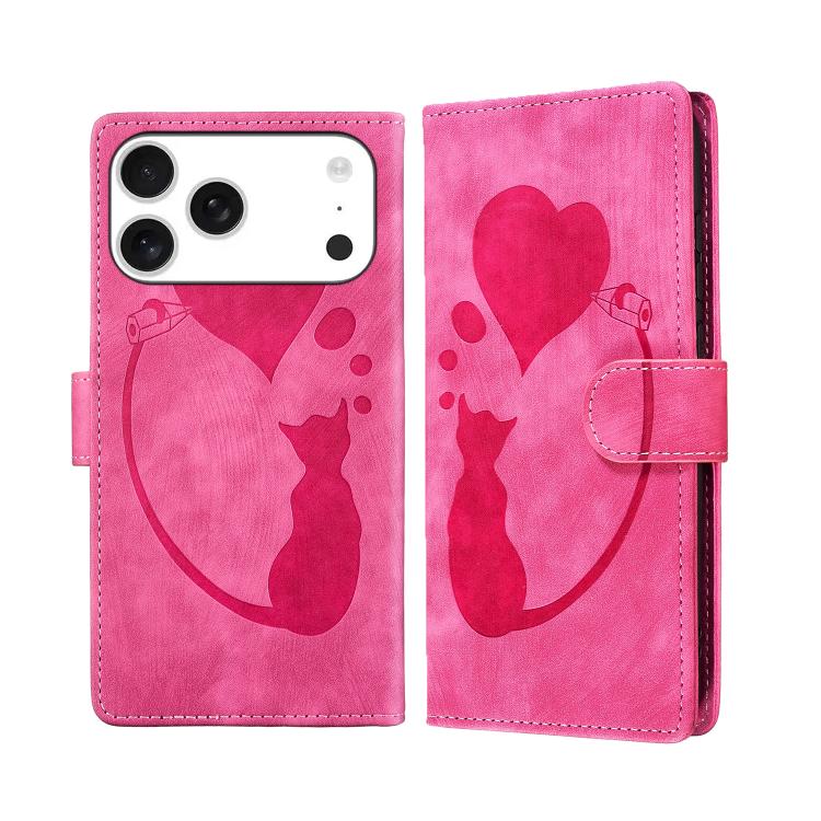 غطاء هاتف من الجلد بنقشة قلم وقلب وقطة بارزة، لهواتف iPhone 17 Pro Max، iPhone 17 Pro، iPhone 17، iPhone Air، iPhone 15 Pro Max، iPhone 15 Pro، iPhone 15 Plus، iPhone 15