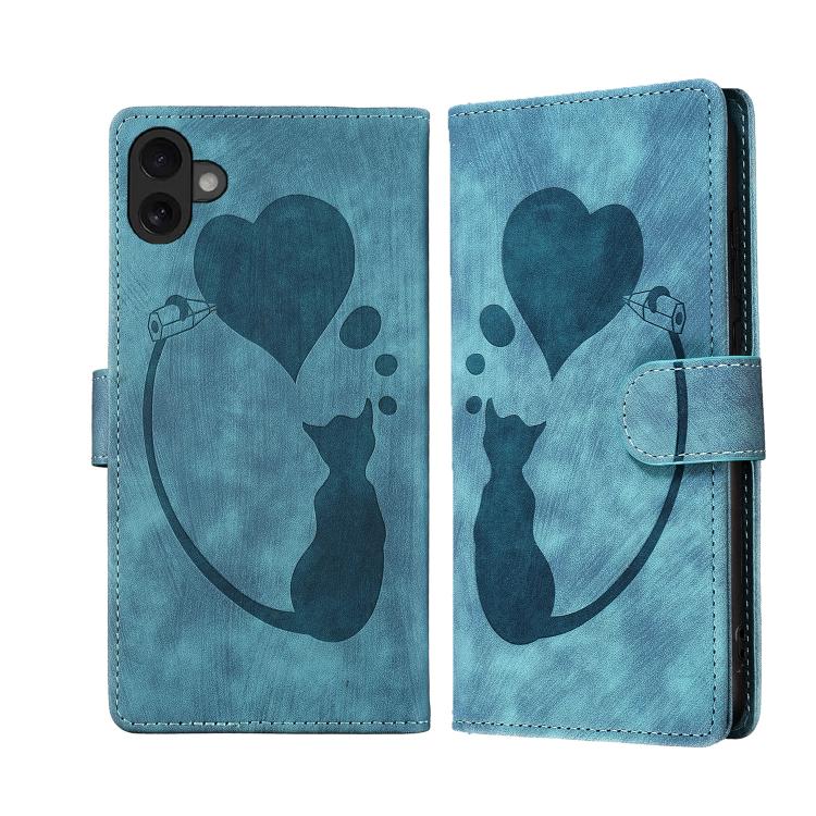 غطاء هاتف من الجلد بنقشة قلم وقلب وقطة بارزة، لهواتف iPhone 17 Pro Max، iPhone 17 Pro، iPhone 17، iPhone Air، iPhone 15 Pro Max، iPhone 15 Pro، iPhone 15 Plus، iPhone 15