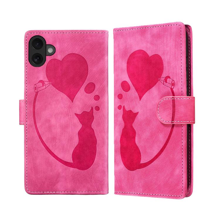 غطاء هاتف من الجلد بنقشة قلم وقلب وقطة بارزة، لهواتف iPhone 17 Pro Max، iPhone 17 Pro، iPhone 17، iPhone Air، iPhone 15 Pro Max، iPhone 15 Pro، iPhone 15 Plus، iPhone 15