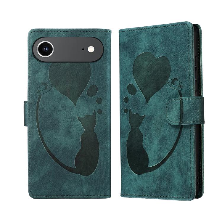 غطاء هاتف من الجلد بنقشة قلم وقلب وقطة بارزة، لهواتف iPhone 17 Pro Max، iPhone 17 Pro، iPhone 17، iPhone Air، iPhone 15 Pro Max، iPhone 15 Pro، iPhone 15 Plus، iPhone 15