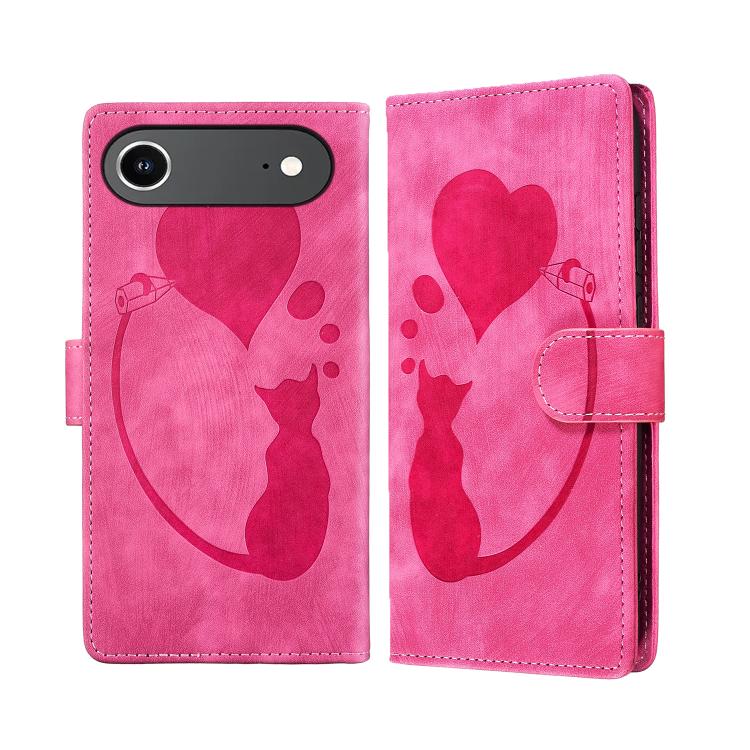 غطاء هاتف من الجلد بنقشة قلم وقلب وقطة بارزة، لهواتف iPhone 17 Pro Max، iPhone 17 Pro، iPhone 17، iPhone Air، iPhone 15 Pro Max، iPhone 15 Pro، iPhone 15 Plus، iPhone 15