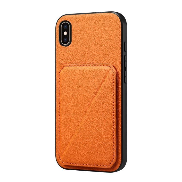غطاء هاتف بحامل بطاقتين بنقشة جلد عجل D04، لهواتف iPhone 11، iPhone 11 Pro، iPhone X / XS، iPhone XR، iPhone XS Max، iPhone 7 Plus / 8 Plus