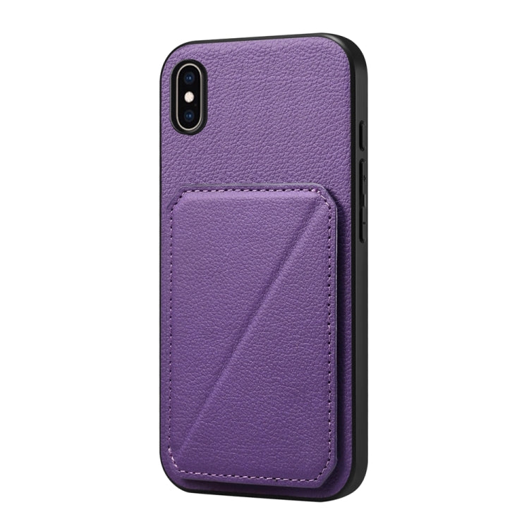 غطاء هاتف بحامل بطاقتين بنقشة جلد عجل D04، لهواتف iPhone 11، iPhone 11 Pro، iPhone X / XS، iPhone XR، iPhone XS Max، iPhone 7 Plus / 8 Plus