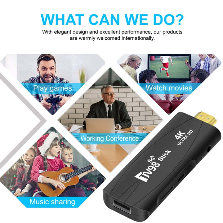 جهاز تلفاز أندرويد TV Stick TV98 Rockchip 3228A رباعي النواة بدقة 4K HD وبلوتوث، Rockchip 3228A 4K، 4GB+32GB، 2GB+16GB