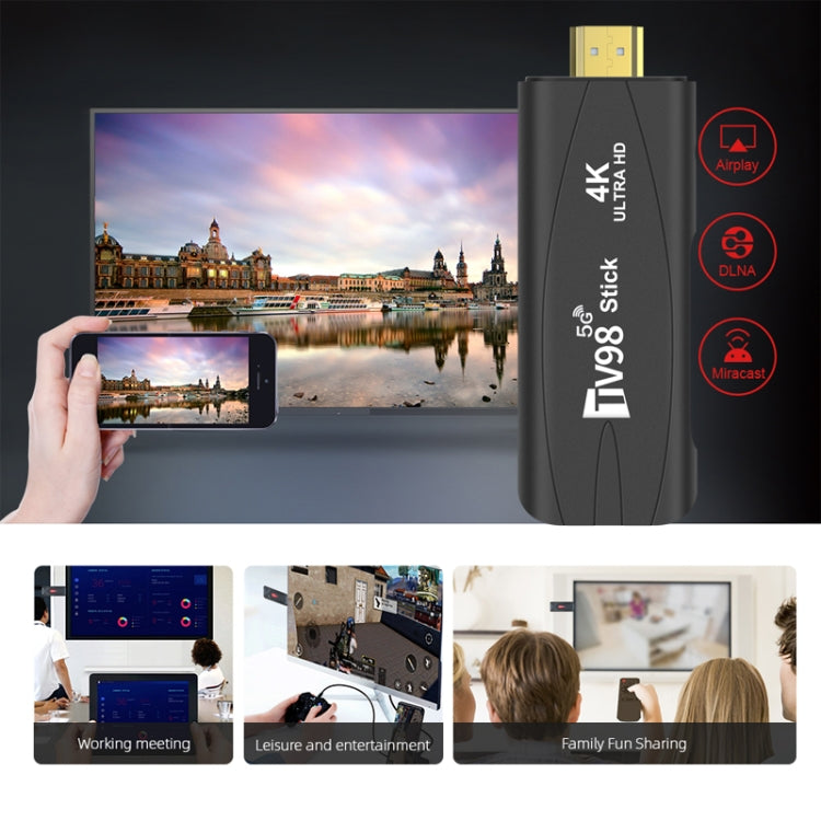 جهاز تلفاز أندرويد TV Stick TV98 Rockchip 3228A رباعي النواة بدقة 4K HD وبلوتوث، Rockchip 3228A 4K، 4GB+32GB، 2GB+16GB