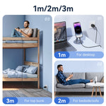 USAMS US-SJ697 كابل شحن سريع ونقل بيانات USB-C / Type-C إلى 8 دبابيس بقوة 30 واط مخطط، 1 متر، 2 متر، 3 متر