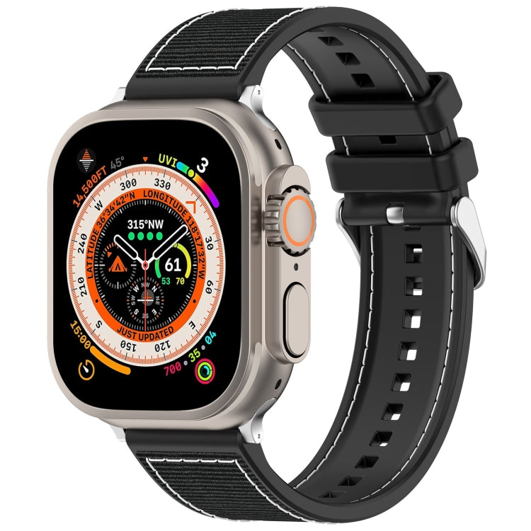 Ordinary Buckle Hybrid Nylon Braid Silicone Watch Band, For Apple Watch SE 2023 44mm, For Apple Watch SE 2023 40mm, For Apple Watch Ultra 2 49mm, For Apple Watch Series 9 45mm, For Apple Watch Series 9 41mm, For Apple Watch Ultra 49mm                  ...