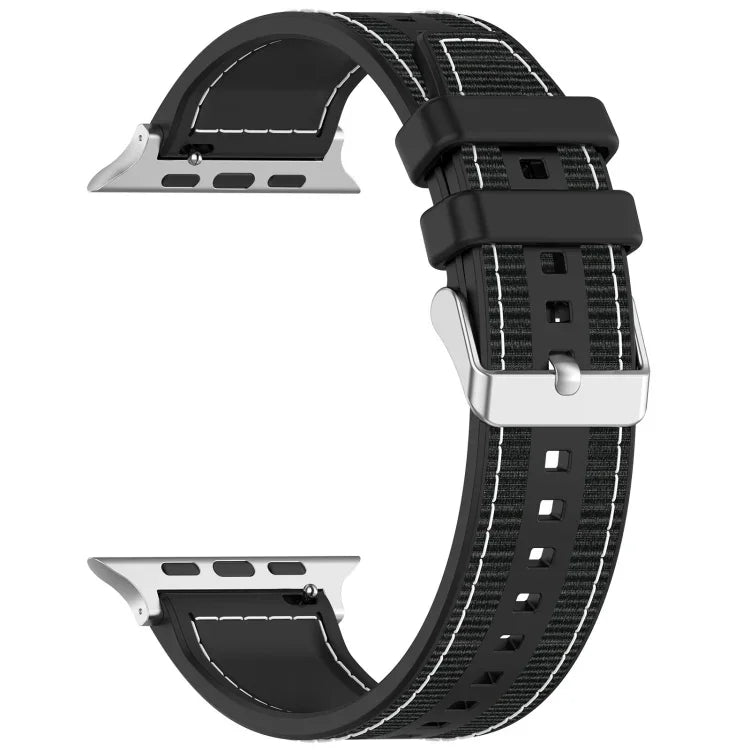 سوار ساعة سيليكون مضفر من النايلون الهجين مع مشبك عادي، لـ Apple Watch مقاس 42مم، لـ Apple Watch مقاس 38مم
